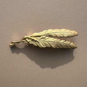Gold Plated Feather Hair Barrette